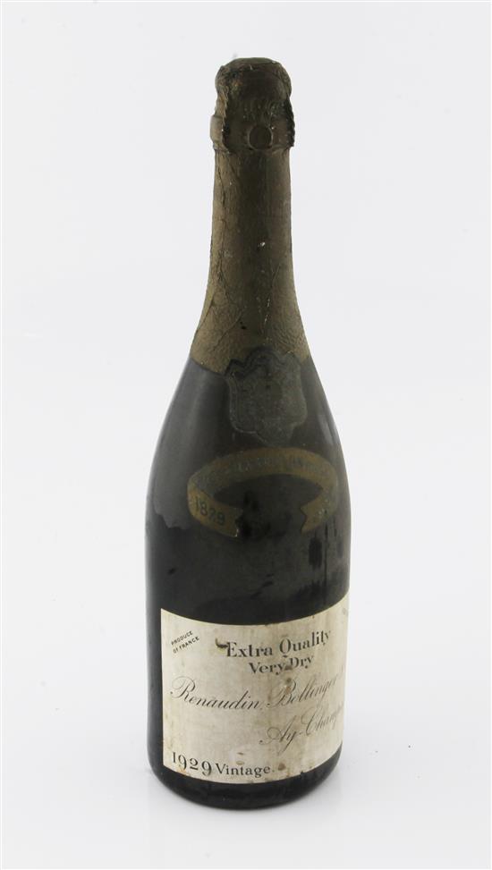 One bottle of Renaudin Bollinger & Co. Centenary 1929 Vintage Champagne,